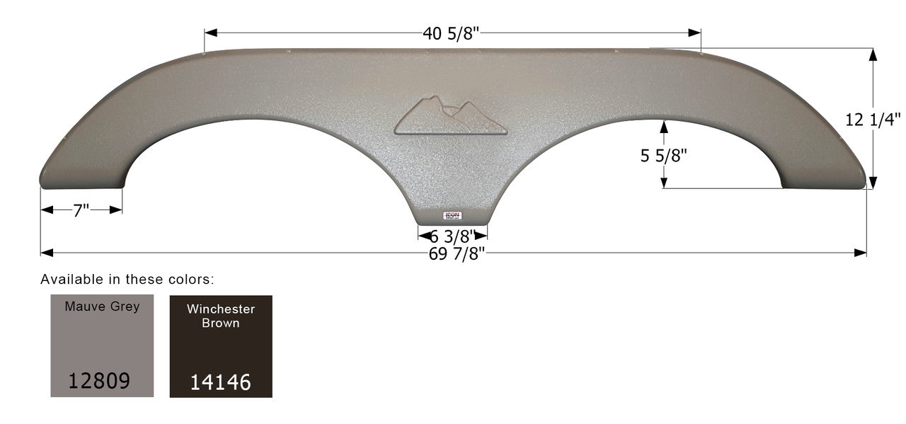 Icon | 12809 | Keystone Trailer Mauve Grey Tandem Fender Skirt - FS2809