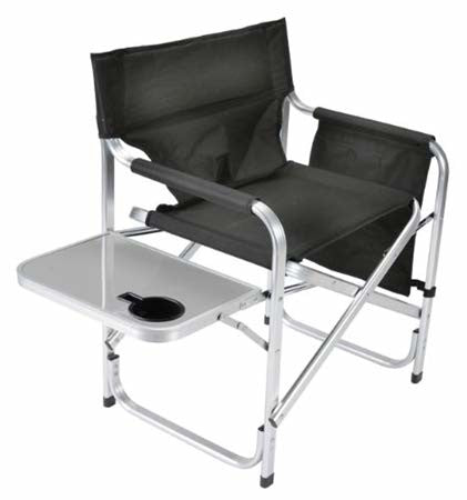Faulkner 48871A Black Aluminum Folding Director's Chair with Cup Holder