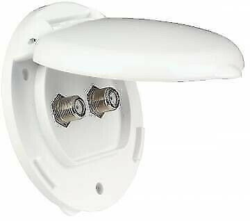 JR Products 09-47545 Polar White Dual Cable TV Plate