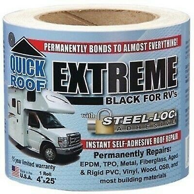 CoFair Products B-UBE425 Quick Roof Extreme 4" x 25' RV Black Roof Tape