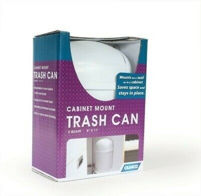 Camco 43961 11" x 8.75" White Wall-Mount Trash Can