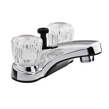 Dura Faucet DF-PL720A-CP RV Bathroom Faucet with Crystal Acrylic Knobs and Shower Hose Diverter (Chrome)